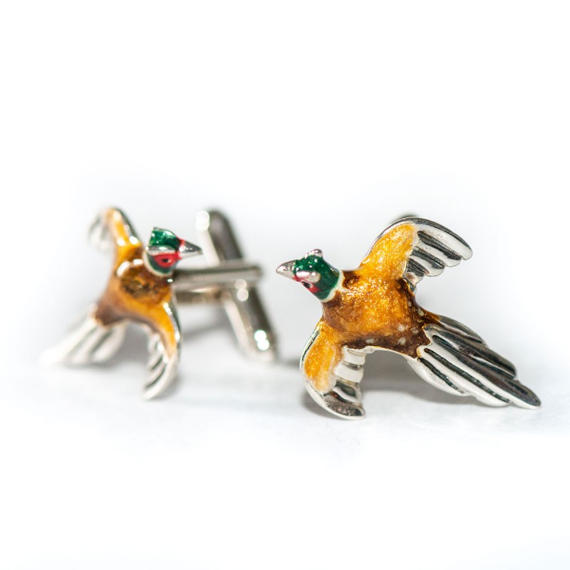 Flying pheasant cufflinks -...